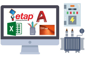 配电，AutoCAD，Excel，DIALUX，Etap ( Electrical Power Distribution With,AutoCAD,Excel,DIALUX,Etap )